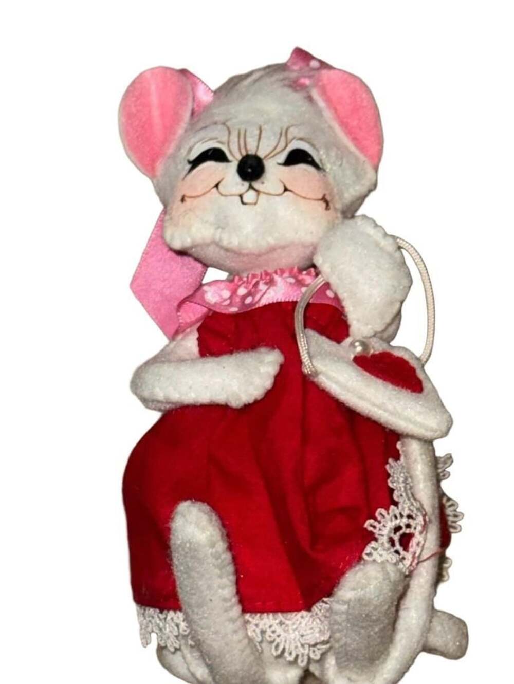 Annalee Valentine Girl Mouse Red Dress Heart Purse